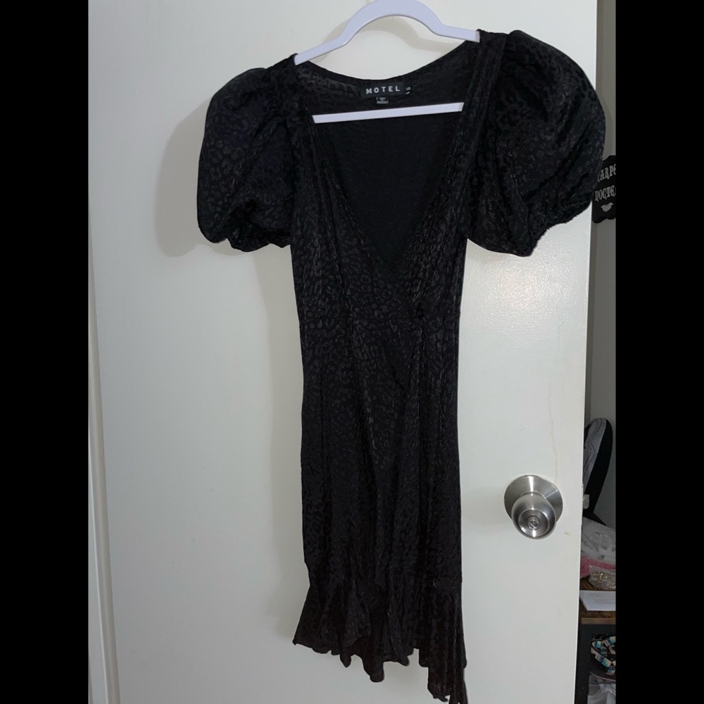 XS motel rocks black puff sleeve dress | mobwife